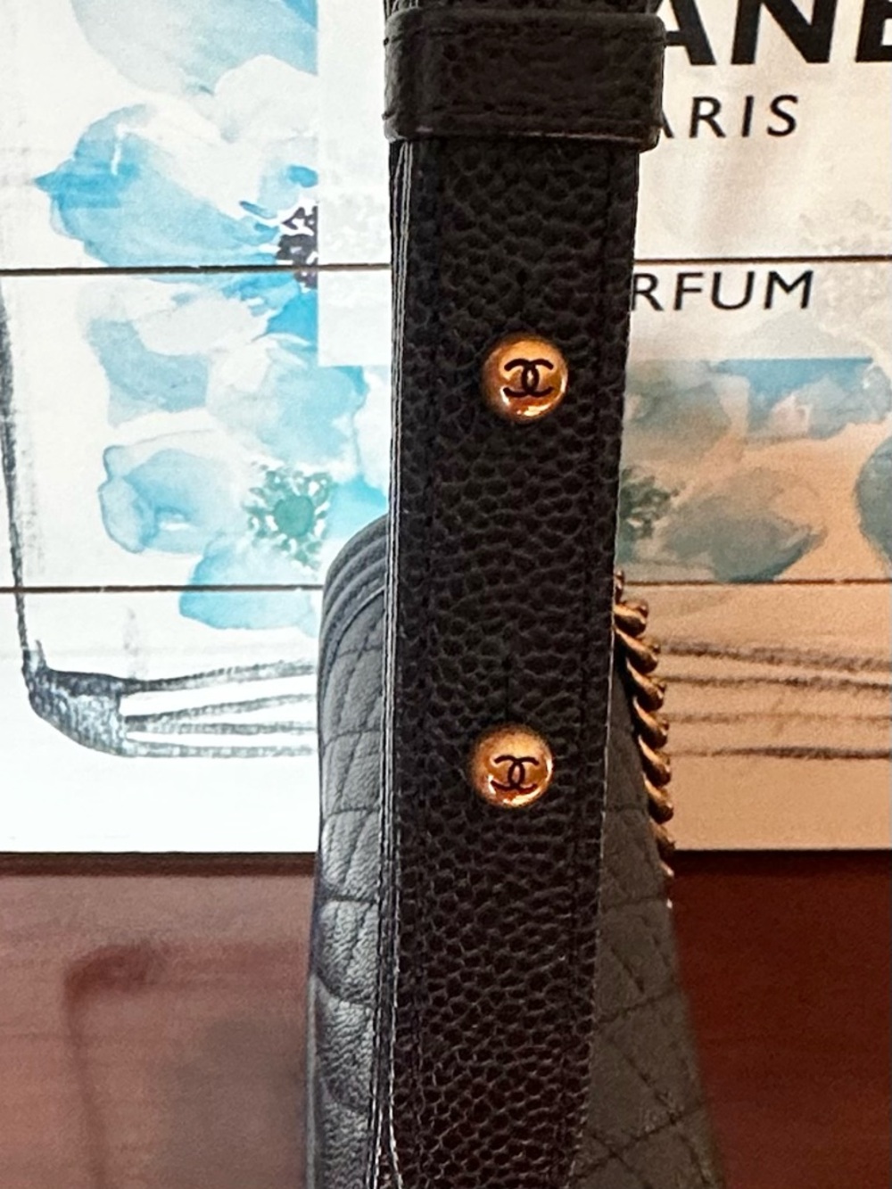 CHANEL Dark Navy Quilted Boy Flap Shoulder Bag with Gold Chain - Picture 8 of 16